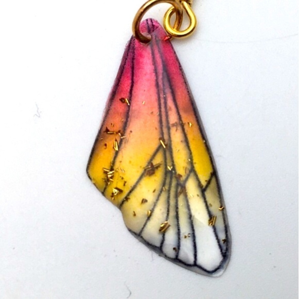 Dainty Red Fairytale Wing Earrings - Picture 5 of 7